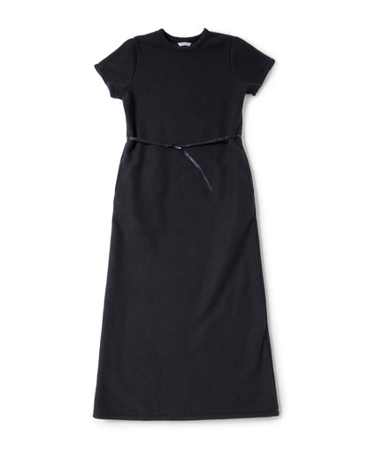MAXI-LENGTH FLEECE DRESS WITH A BELT
